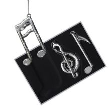 SET OF 3 GLASS MUSIC NOTES HANGING DECORATIONS